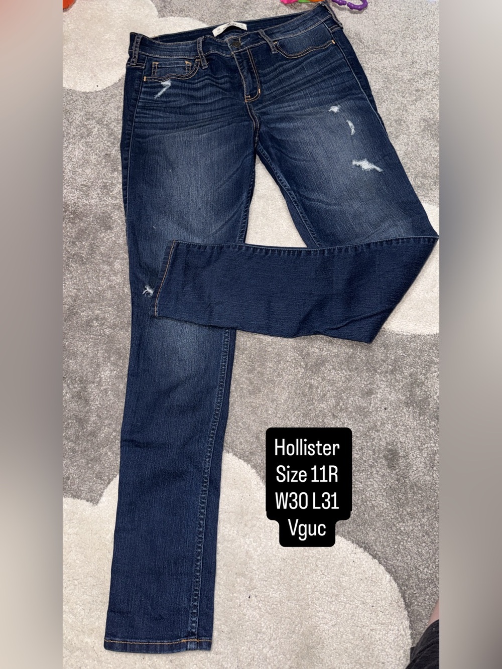 Hollister Dark Indigo Distressed Jeans